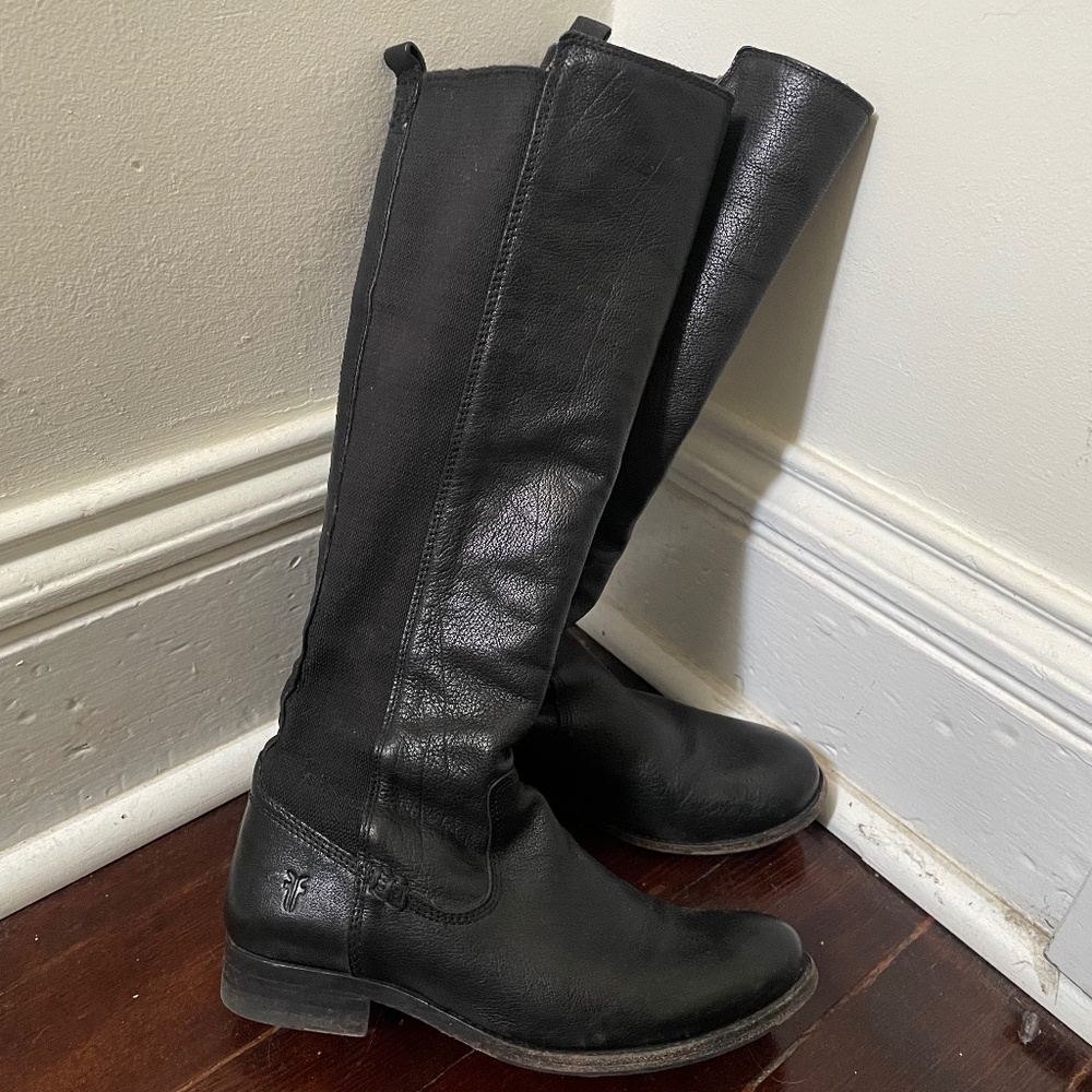 Frye black leather riding boots